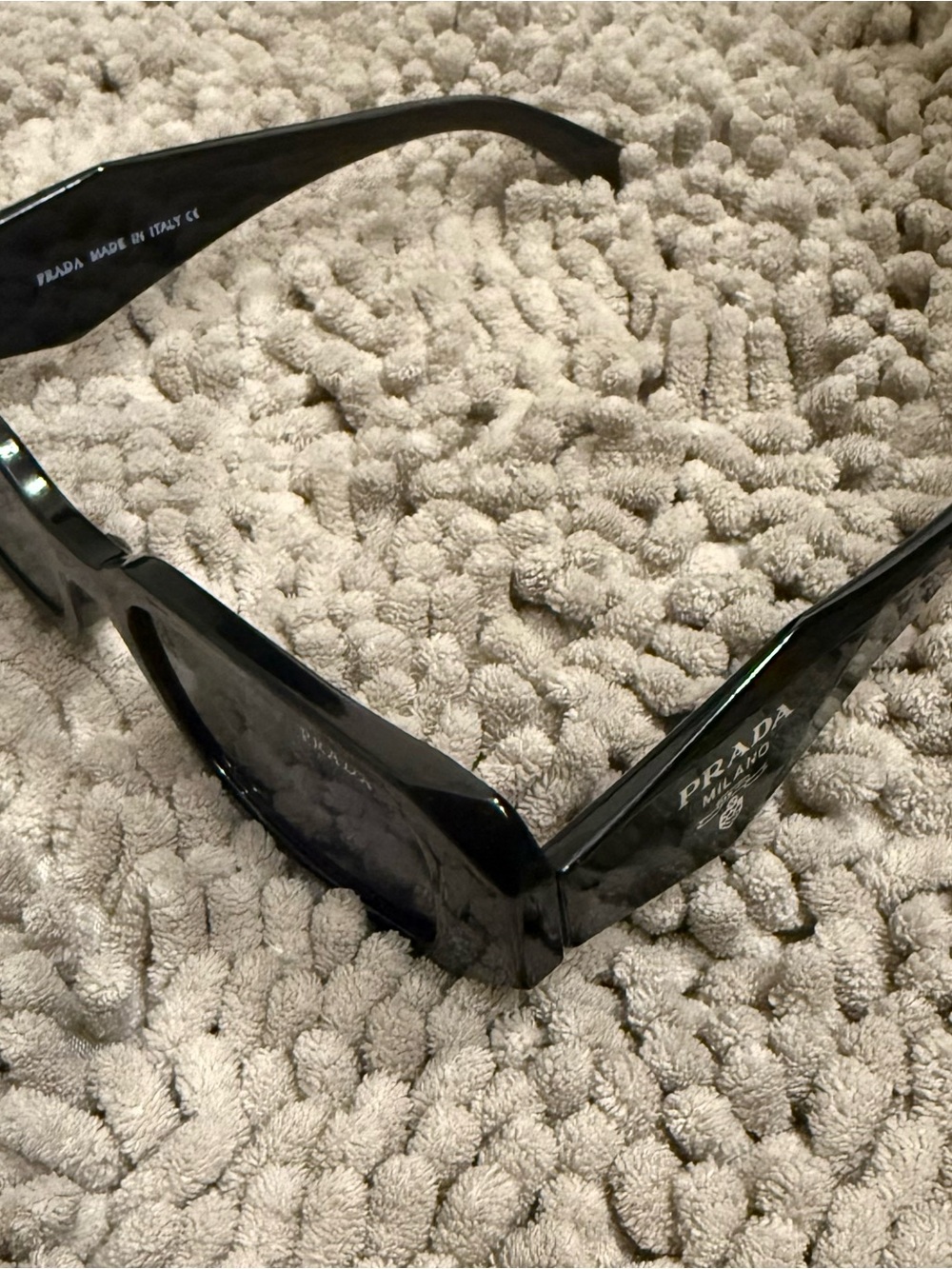 Prada Glossy Black Thick-Frame Sunglasses - Picture 3 of 3